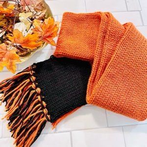 Knit scarf - color block - Fall Accessories - Winter Scarf - Handmade - Tassel